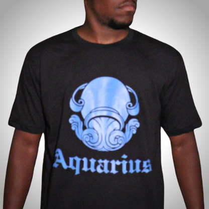 Aquarius - Black & Light Blue T-Shirt