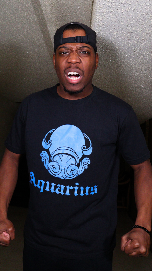 Aquarius Black & Light Blue Tshirt